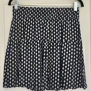 Blue and White Tiered Skater Mini Skirt